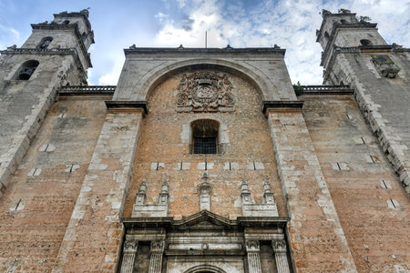The San Ildefonso Cathedral of Merida, the first cathedral to be finished on the American mainland and the only one to be entirely built during the 16th century.の写真素材