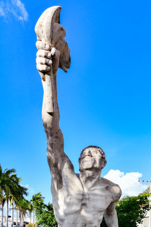 Campeche, Mexico - May 25, 2021: Monument of Resurgence in Campeche, Mexico. Located along the Campeche-Lerma highway.のeditorial素材