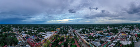Merida, Mexico - May 24, 2021: Cathedral of San Gervasio, a historic Church in Valladolid in the Yucatan peninsula of Mexico.のeditorial素材