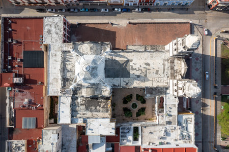 San Francisco de Campeche Cathedral by Independence Plaza in Campeche, Mexico.のeditorial素材