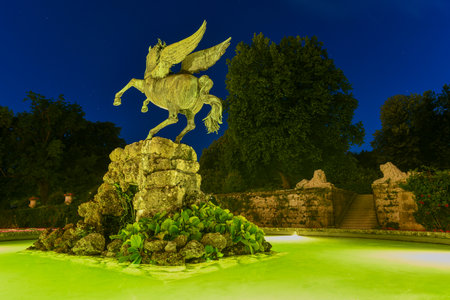 Pegasus fountain (1913) or Pegasusbrunnen in Mirabell palace garden, Salzburg, Austria.のeditorial素材