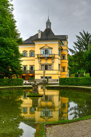 Vienna, Austria - Jul 11, 2021: Hellbrunn Palace, an early Baroque villa of palatial size, near Morzg, a southern district of the city of Salzburg, Austria.のeditorial素材