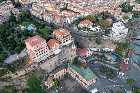 Aerial view of the cliffs of Sorrento, Italy on an summer day.の写真素材