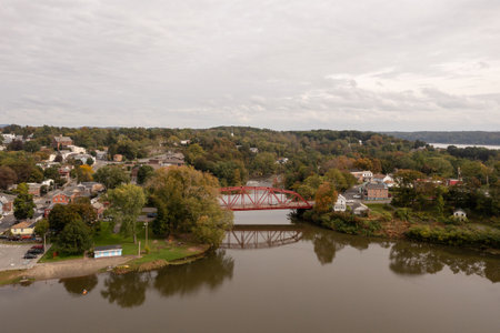 Panoramic view of a rural farm in autumn in Vermont.