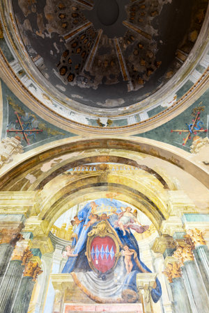 Sorrento, Campania, Italy - Aug 27, 2021: Portico del Sedile Dominova in Sorrento, Italy.のeditorial素材