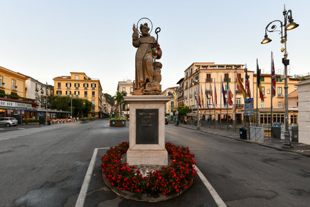 Sorrento, Italy - Aug 30, 2021: Monument to Sant'Antonio Abate (Anthony the Great), Patron Saint of Sorrento, Campania, Italyのeditorial素材