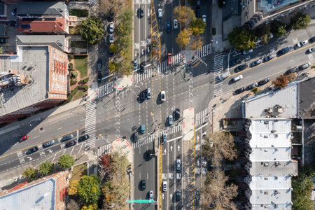 Aerial streetscape view long Ocean Parkway in Brooklyn, New York.の写真素材