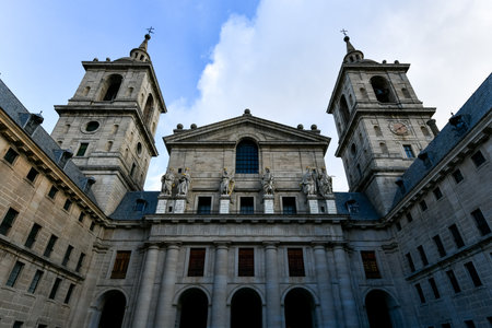 El Escorial, Spain - Dec 11, 2021: The impressive monastery of El Escorial, a world heritage site in Spain.のeditorial素材
