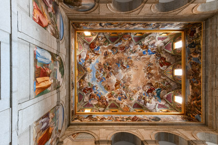 El Escorial, Spain - Dec 11, 2021: The impressive monastery of El Escorial, a world heritage site in Spain.のeditorial素材