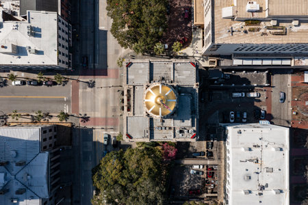 The golden dome of the Savannah City Hall in Savannah Georgia USA.の写真素材