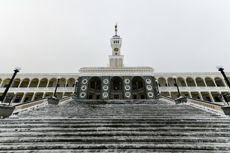 View on the Northern river terminal in Moscow, Russia. The terminal was built in 1937.のeditorial素材