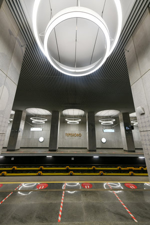 Moscow, Russia - Jan 26, 2023: Terekhovo Metro Station in Moscow, Russia.のeditorial素材
