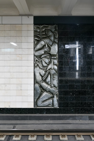 Moscow, Russia - Jan 26, 2023: Kakhovskaya Metro Station in Moscow, Russia.のeditorial素材