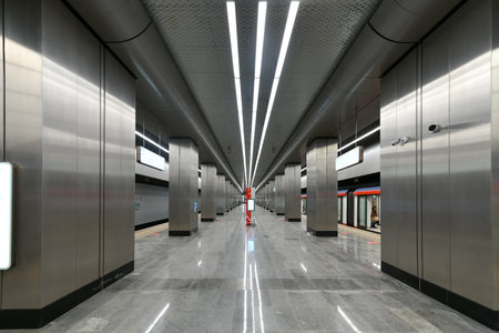 Moscow, Russia - Jan 26, 2023: Narodnoye Opolcheniye Metro Station in Moscow, Russia.のeditorial素材