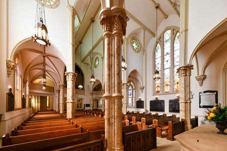 Savannah, Georgia - Feb 23, 2023: Congregation Mickve Israel is one of the oldest in the United States,was organized by mostly Sephardic Jewish immigrants of Spanish-Portuguese extraction from London.のeditorial素材