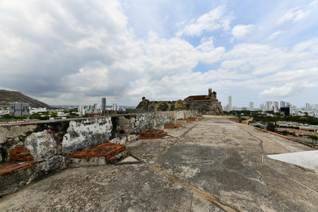 Historic fort and castle Castillo San Felipe de Barajas, Cartagena de Indias, the colombian Caribbean.のeditorial素材