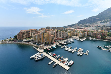 Monaco - Jul 23, 2022: Port Fontvieille is also known as Port of Fontvieille or Le Port de Fontvieille and it is situated in Monaco, which is situated on the Cote d'Azur, on the French Riviera.のeditorial素材