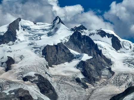 Glaciers and snow along the Swiss Glacier Paradise in Zermatt, Switzerland.の写真素材