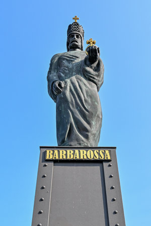 Statue of Barbarossa in Hamburg, Germany.の写真素材