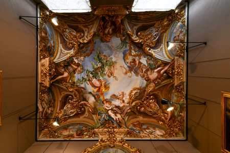 Genoa, Italy - Jul 30, 2022: The Palazzo Brignole Sale or Rosso Palace is a house museum located in Via Garibaldi in Genoa city, Italy.のeditorial素材