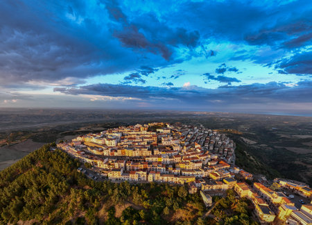 Aerial view of Rotondella, one of the most beautiful villages in Italy.の写真素材