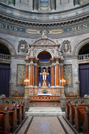 Copenhagen, Denmark - Jul 16, 2023: Frederik's Church in Copenhagen, Denmark. Popularly known as The Marble Church.のeditorial素材