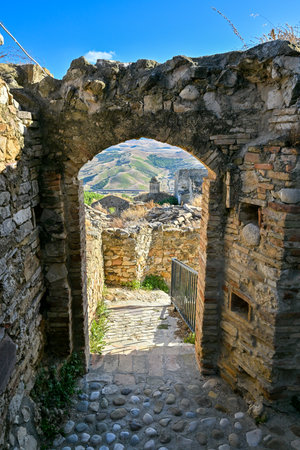 The abandoned village of Craco, Basilicata region, Italy.の写真素材