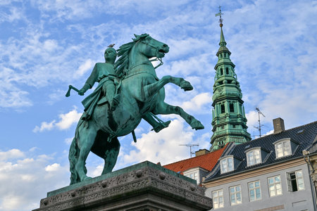 Copenhagen, Denmark - Jul 15, 2023: Bishop Absalon Monument in copenhagen. Absalon (1128-1201), a Danish archbishop, was the closest advisor of King Valdemar I of Denmarkのeditorial素材