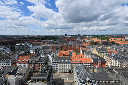 Panoramic view of the skyline of Copenhagen, Denmark from Frederick's Church.のeditorial素材