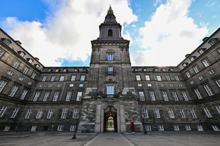 Christiansborg Palace in summer sunny day, Copenhagen, Denmarkのeditorial素材