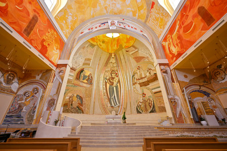 Mostar, Bosnia and Herzegovina - Jul 22, 2023: Franciscan monastery and church of St. Peter and Paul in the city of Mostar, Bosnia and Herzegovina.のeditorial素材