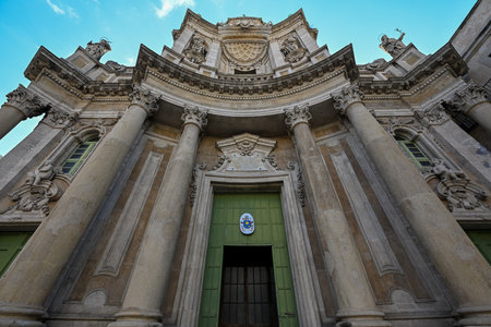 Basilica della Collegiata Church, in Catania, Sicily, Italy.の写真素材