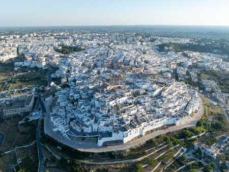 Aerial view of Ostuni white city in Puglia, Italyの写真素材