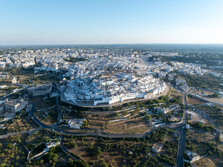 Aerial view of Ostuni white city in Puglia, Italyの写真素材