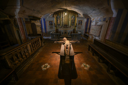 Gravina, Italy - Aug 7, 2023: The ancient Santa Maria Assunta cathedral in the downtown of the picturesque Italian town of Gravina in Puglia, Bari, Italy.のeditorial素材