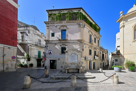 Gravina in Puglia, Italy - Aug 7, 2023: Fontana Ferdinandea of ââthe "Four fountains" in Gravina in Puglia, Province of Bari, Apulia regionのeditorial素材