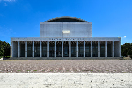 Palazzo dei Congressi (Palazzo dei Ricevimenti e dei Congressi) is a building located in the EUR district of Rome, Italyの写真素材