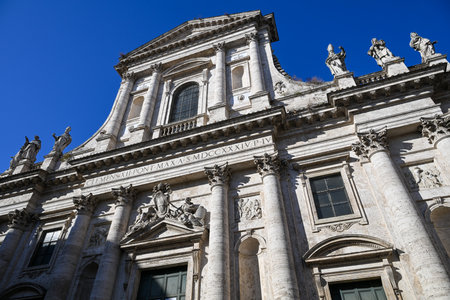 Parish Church of San Giovanni Battista dei Fiorentini in Rome, Italy. Inscription Pope Clemens 12 in the year 1734.の写真素材
