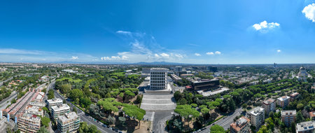 Palazzo della Civilta  Italiana (Palace of Italian Civilization). Viale della CiviltÃ  del Lavoro. Eur district in Rome Italy.の写真素材