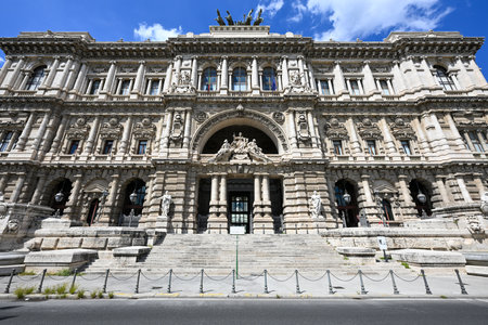 The Palace of Justice (Palazzaccio), the seat of the Supreme Court of Cassation, Rome, Italy. Corte di cassazione.の写真素材