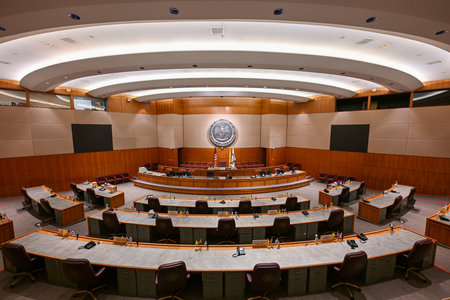 Santa Fe, New Mexico - Feb 26, 2024: House of Representatives chamber within the New Mexico State...