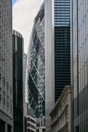 London, United Kingdom - Jun 23, 2024: Exterior of 30 St Mary Axe previously known as the Swiss Re...