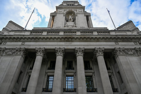 London, UK - Jun 23, 2024: Trinity House (former Port Authority building) in Trinity Square Gardens,...