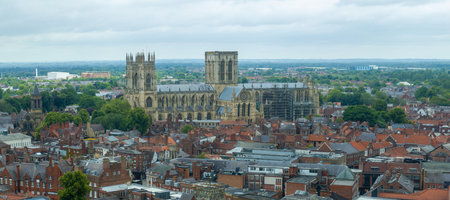 Aerial view of York Minster. The cathedral of York, in Yorkshire, UKの写真素材