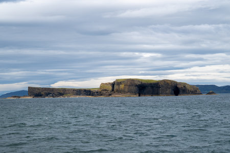 Fingal cave on Staffa island on the coast of Scotland.の写真素材