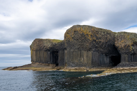 Fingal cave on Staffa island on the coast of Scotland.の写真素材