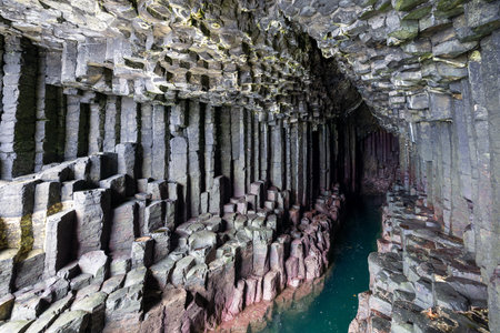 Fingal cave on Staffa island on the coast of Scotland.