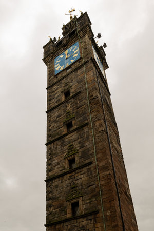 The Toll Booth Steeple at Glasgow Cross, built in 1625-26 in Glasgow, UK.の写真素材