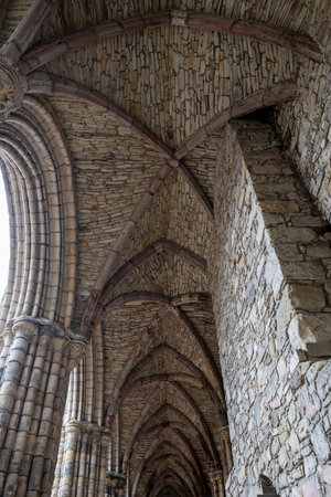 The Ruin of Holyrood Abbey next to Holyrood Palace in Edinburgh, UK.の写真素材
