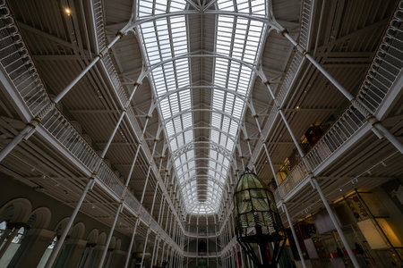 Edinburgh, Scotland - July 16, 2024: Interior of the National Museum of Scotland at Edinburgh, UK,の写真素材